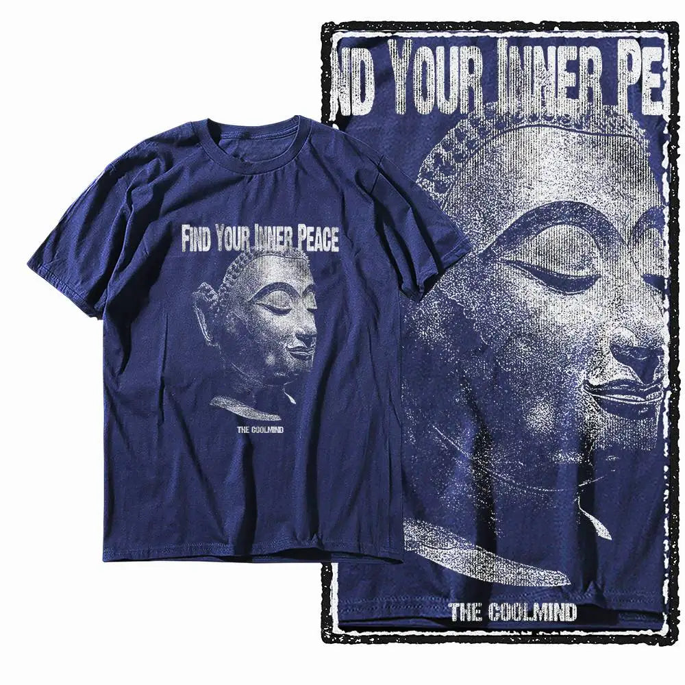 G07 NAVY o-neck 100% Cotton Budda Printed Men's T-shirt | Streetwear Big Size Cool men's Tee Tshirt