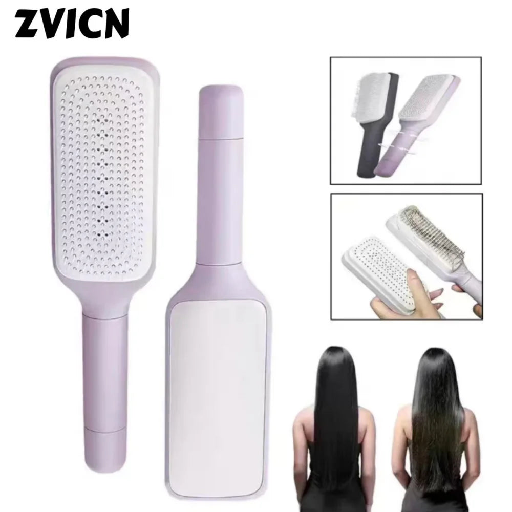 Self-Cleaning Hairbrush – Anti-Static, Rotating & Scalp Massage