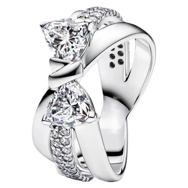 S925 Silver Bow Love Flower Ring Fashionable and High end...