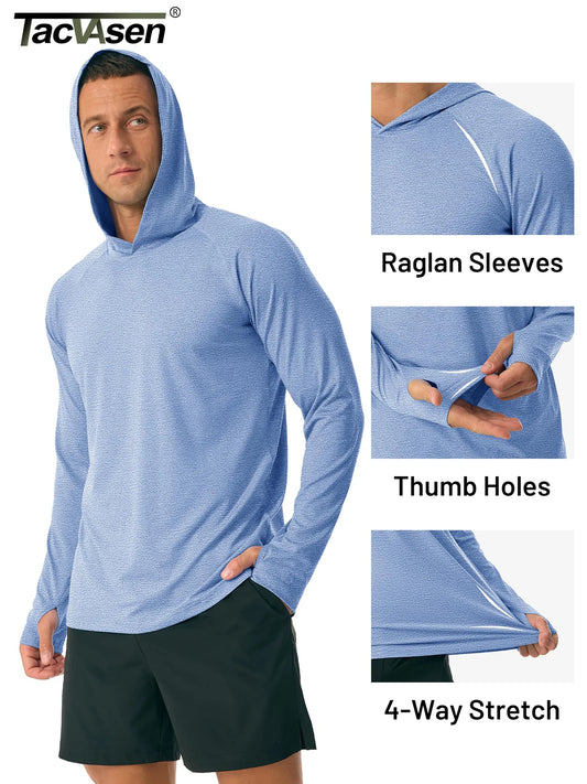 MAGCOMSEN Men Sun Hoodie UPF 50 Long Sleeve Quick Dry Lightweight Fishing Shirt Breathable Hiking Running Swim Rash Guard