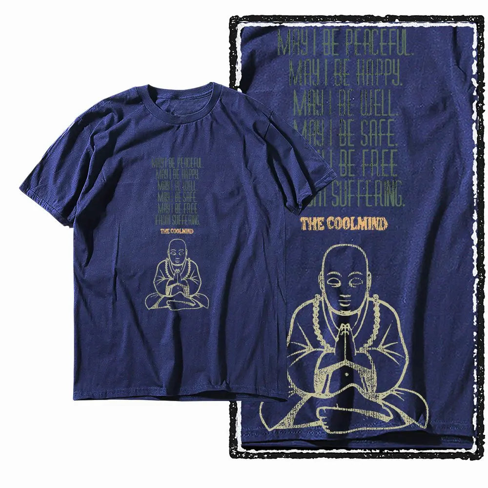 G07 NAVY o-neck 100% Cotton Budda Printed Men's T-shirt |  Streetwear Big Size Cool men's Tee Tshirt