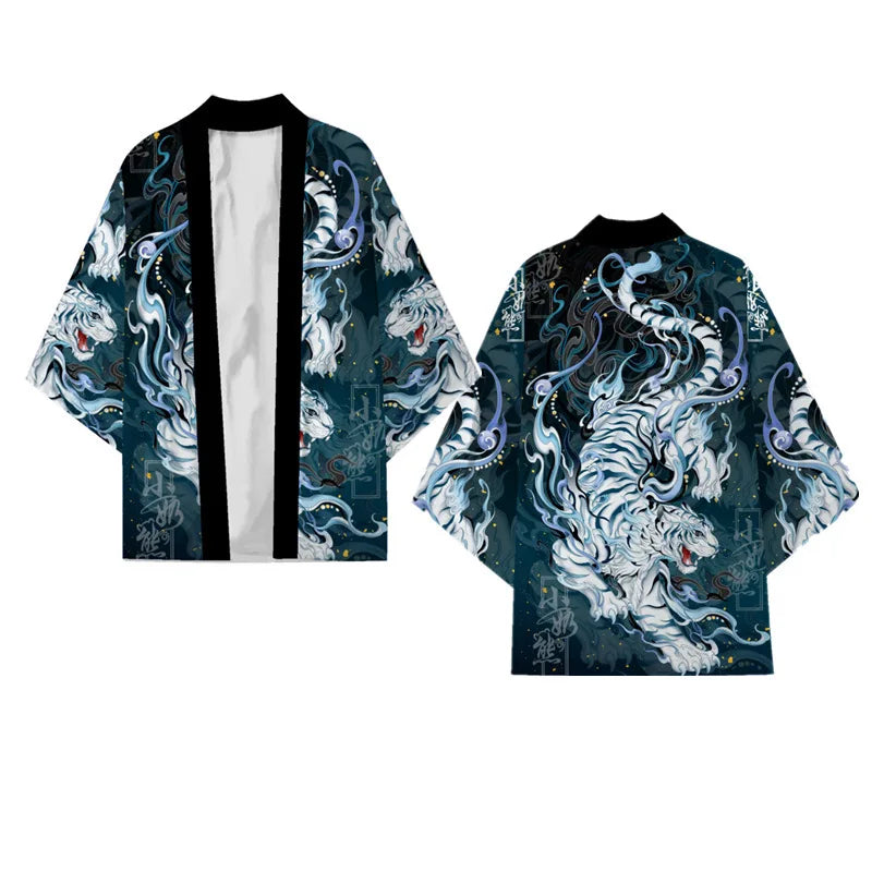 Japanese Dragon Print Kimono Cardigan