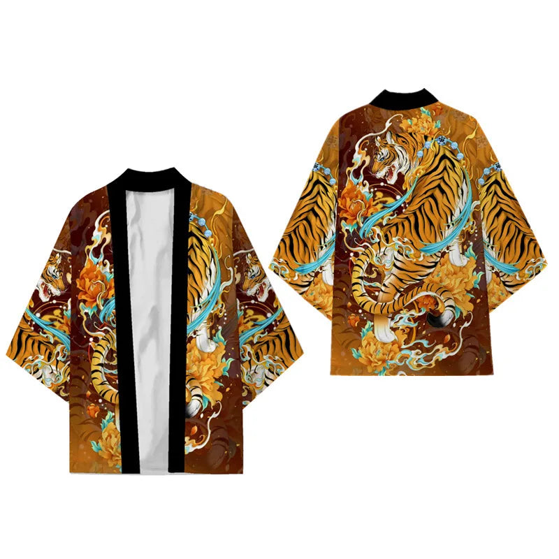 Japanese Dragon Print Kimono Cardigan