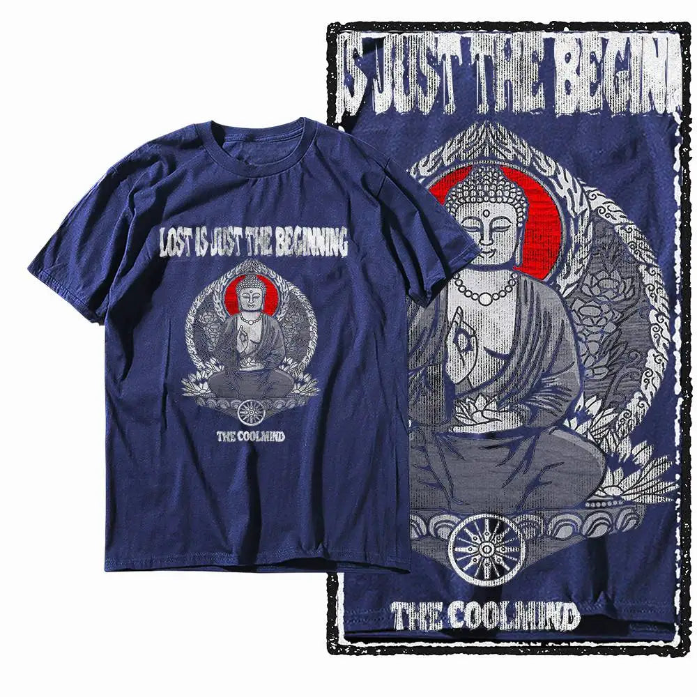 G07 NAVY o-neck 100% Cotton Budda Printed Men's T-shirt |  Streetwear Big Size Cool men's Tee Tshirt