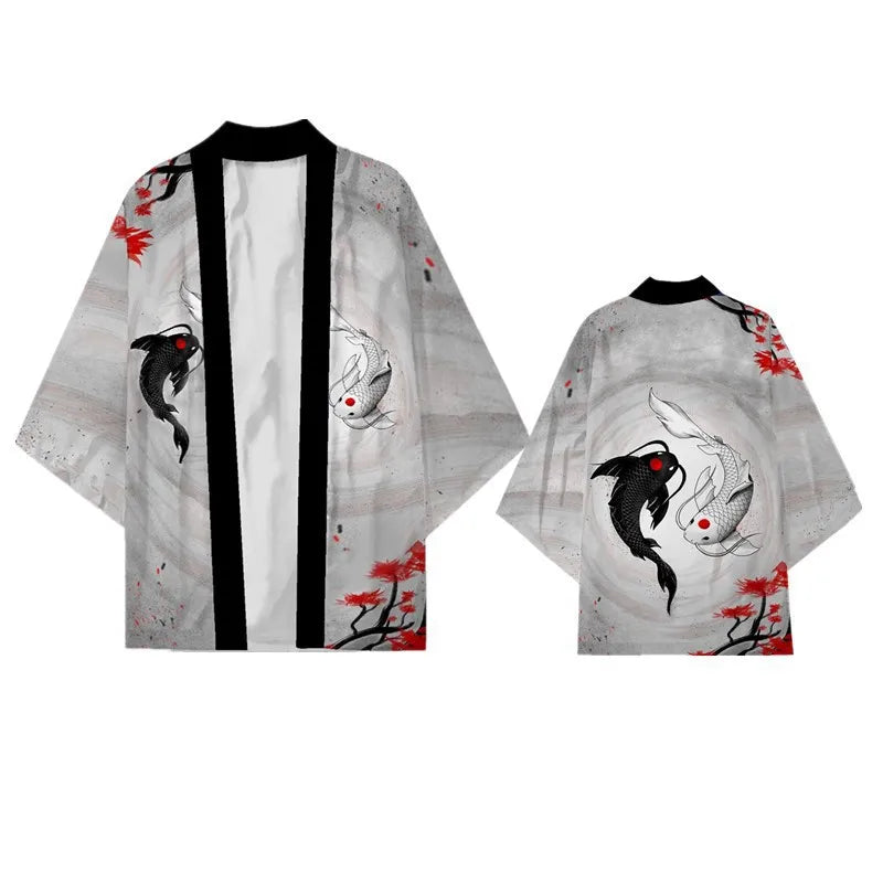 Japanese Dragon Print Kimono Cardigan