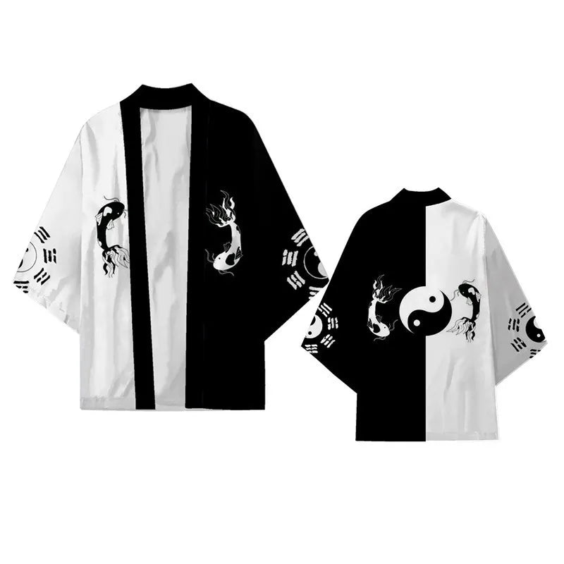 Japanese Dragon Print Kimono Cardigan
