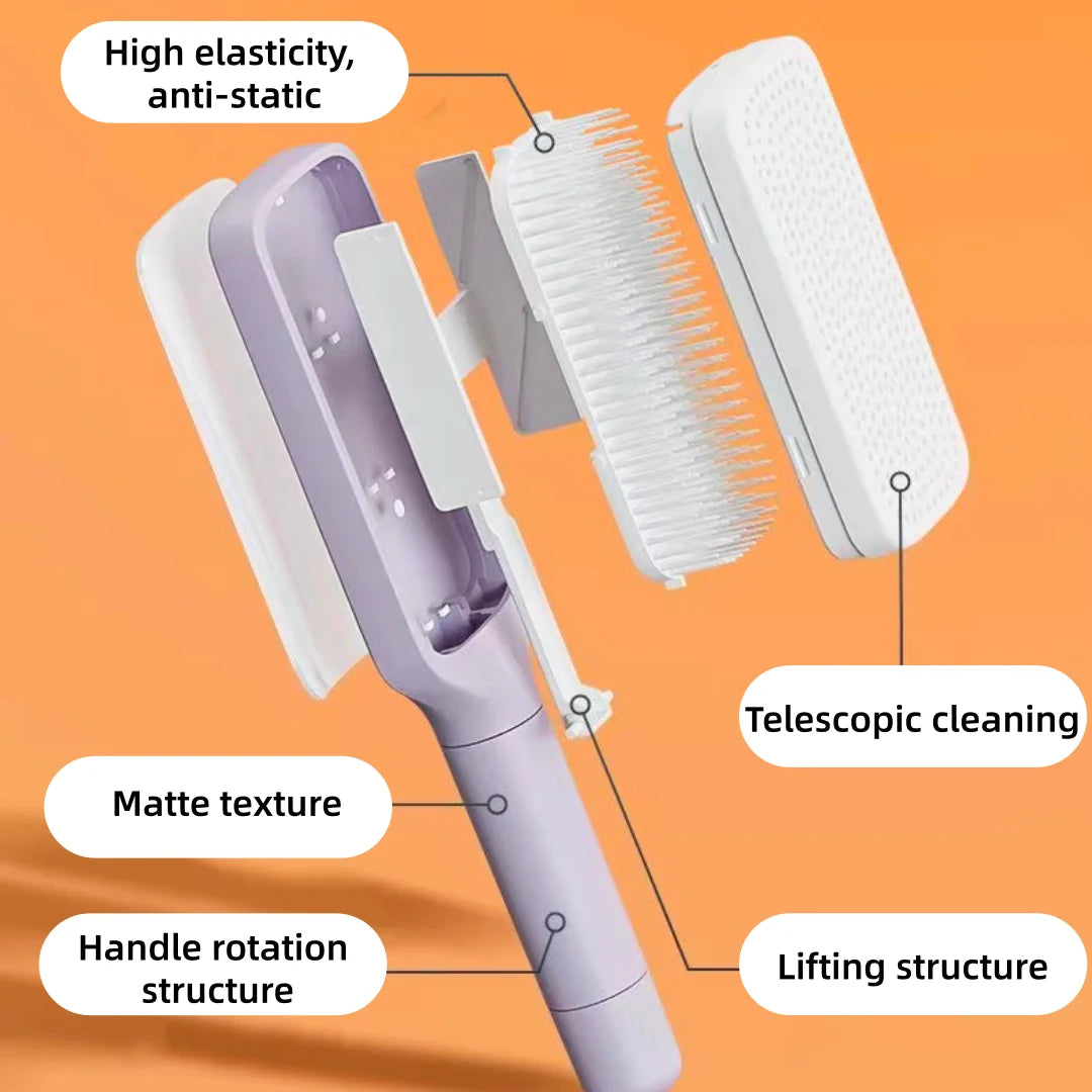 Self-Cleaning Hairbrush – Anti-Static, Rotating & Scalp Massage