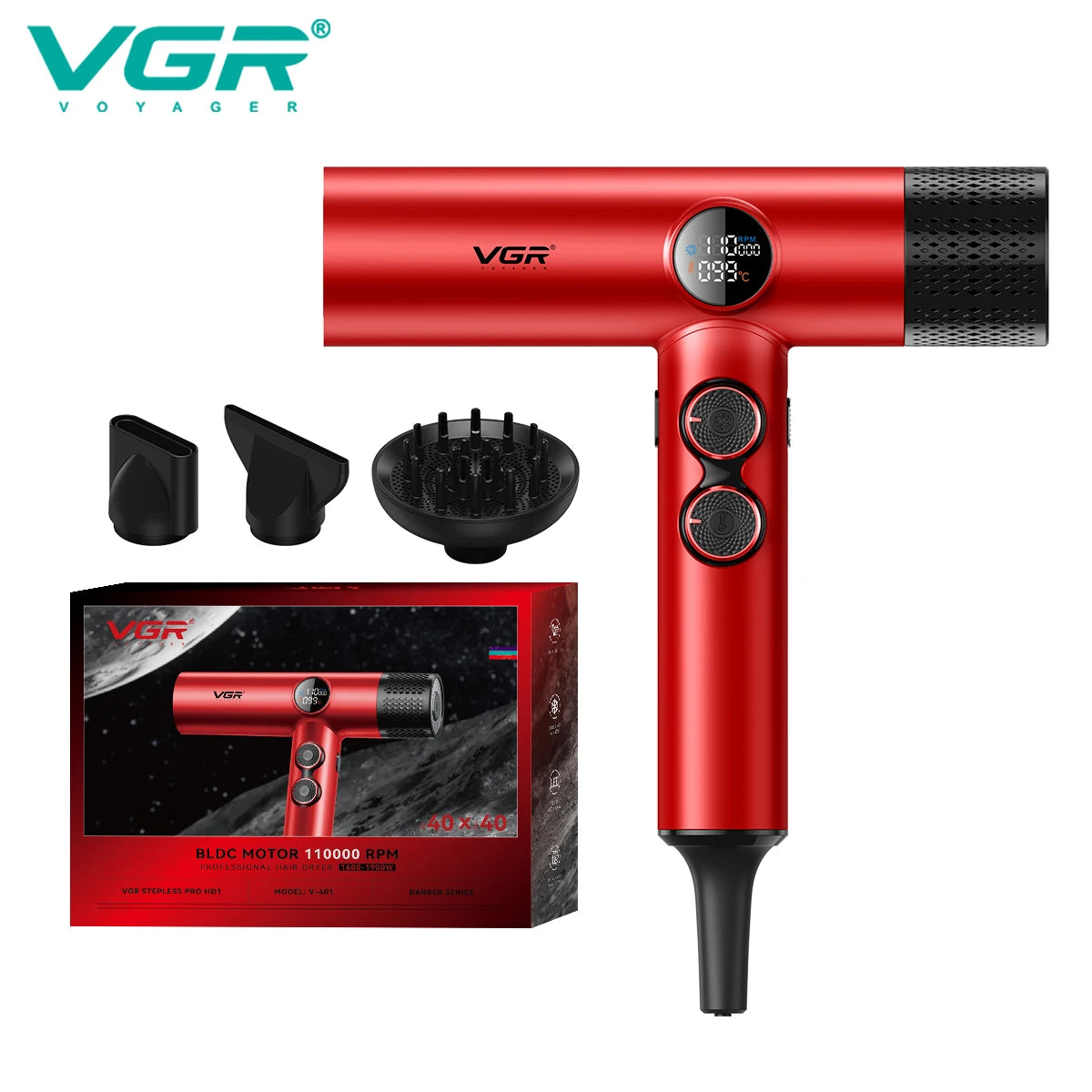 VGR Leafless Hair Dryer Professional Blow Dryer Brushless...