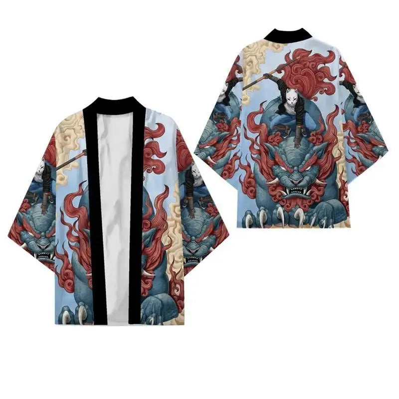 Japanese Dragon Print Kimono Cardigan