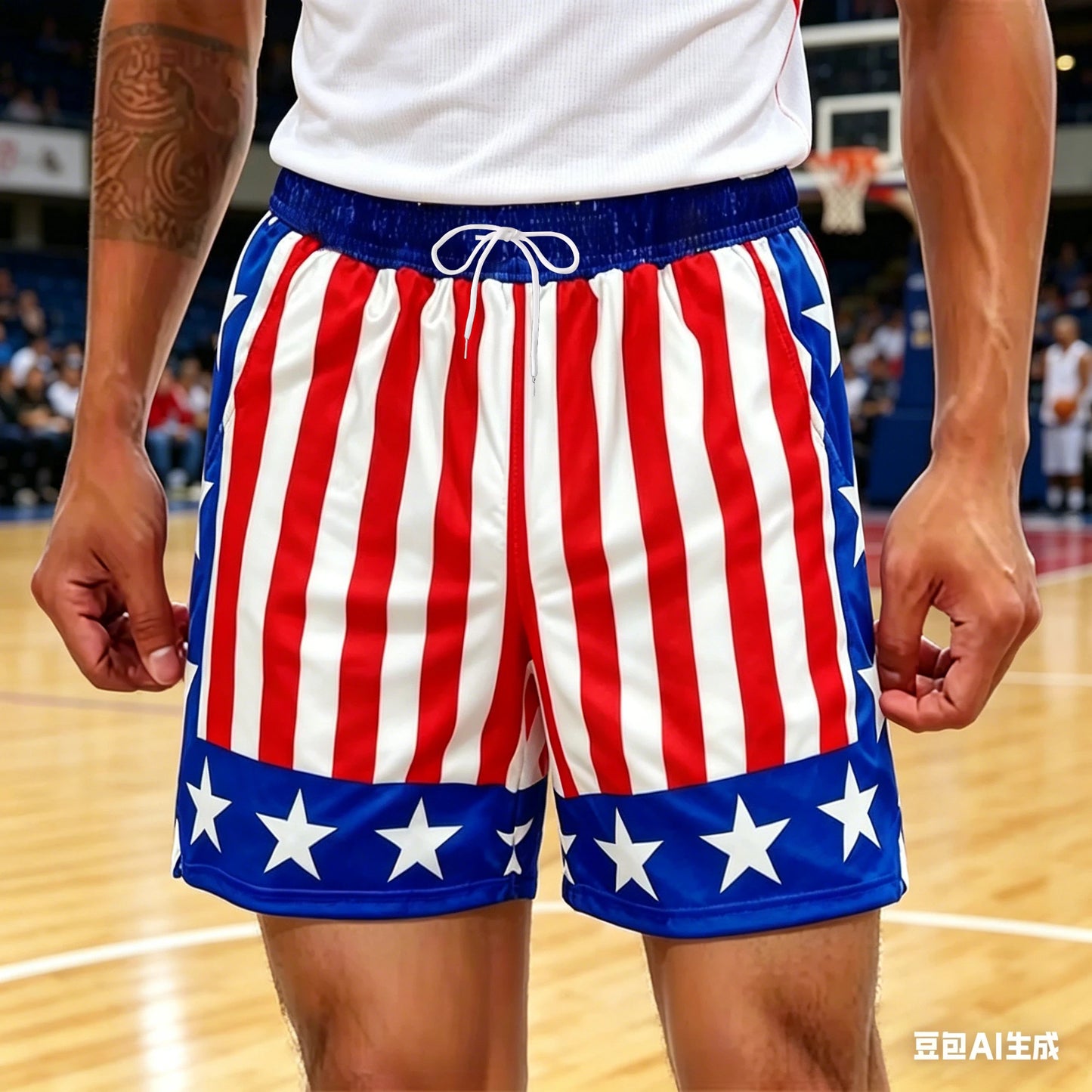 Red White Blue Star Striped Shorts Patriotic Lounge Shorts Cool American Street Style Shorts Summer Oversized Daily Streetwear