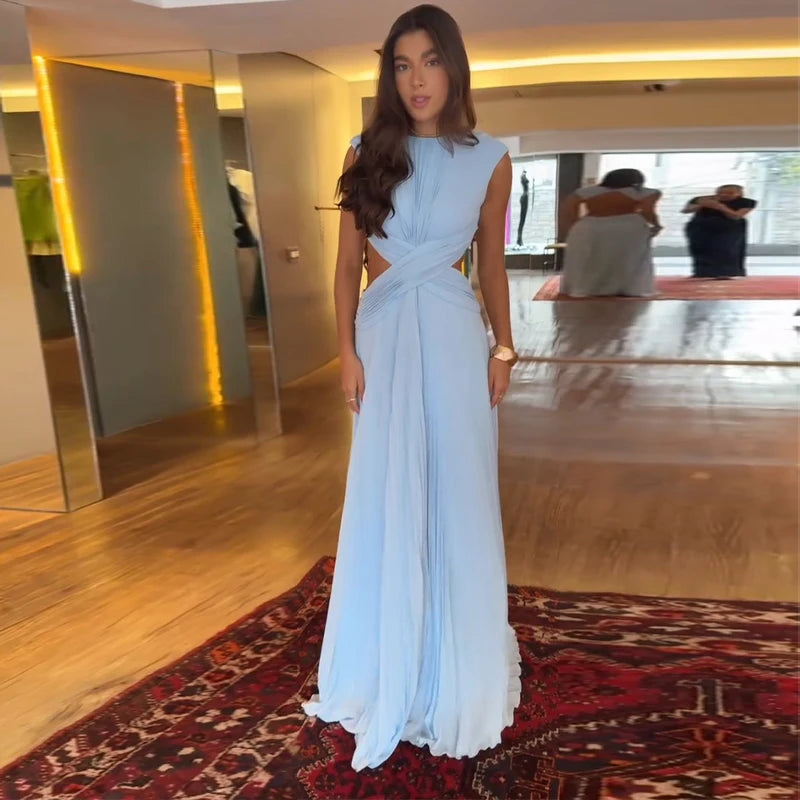 Backless Ruched A-Line Evening Gown