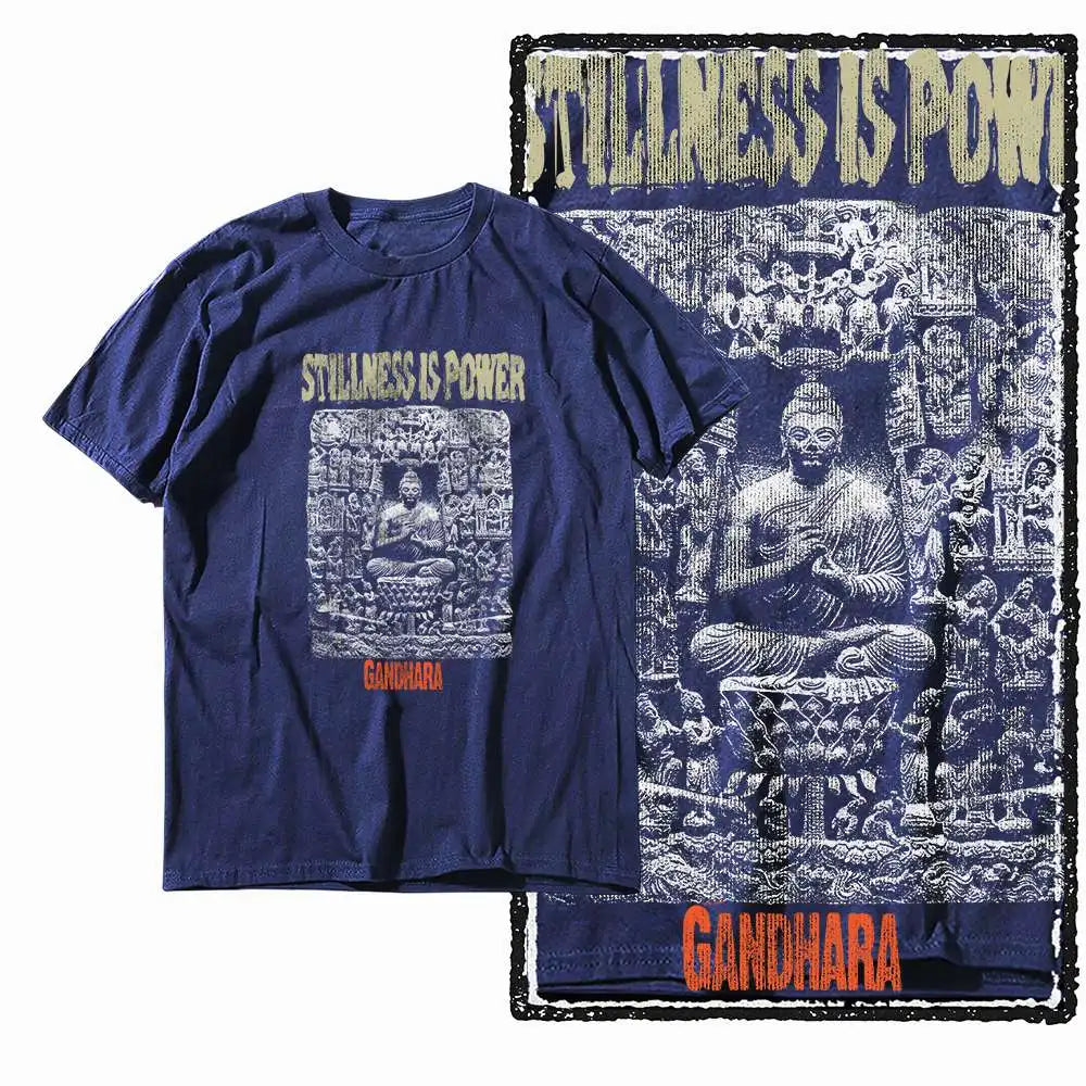 G07 NAVY o-neck 100% Cotton Budda Printed Men's T-shirt |  Streetwear Big Size Cool men's Tee Tshirt
