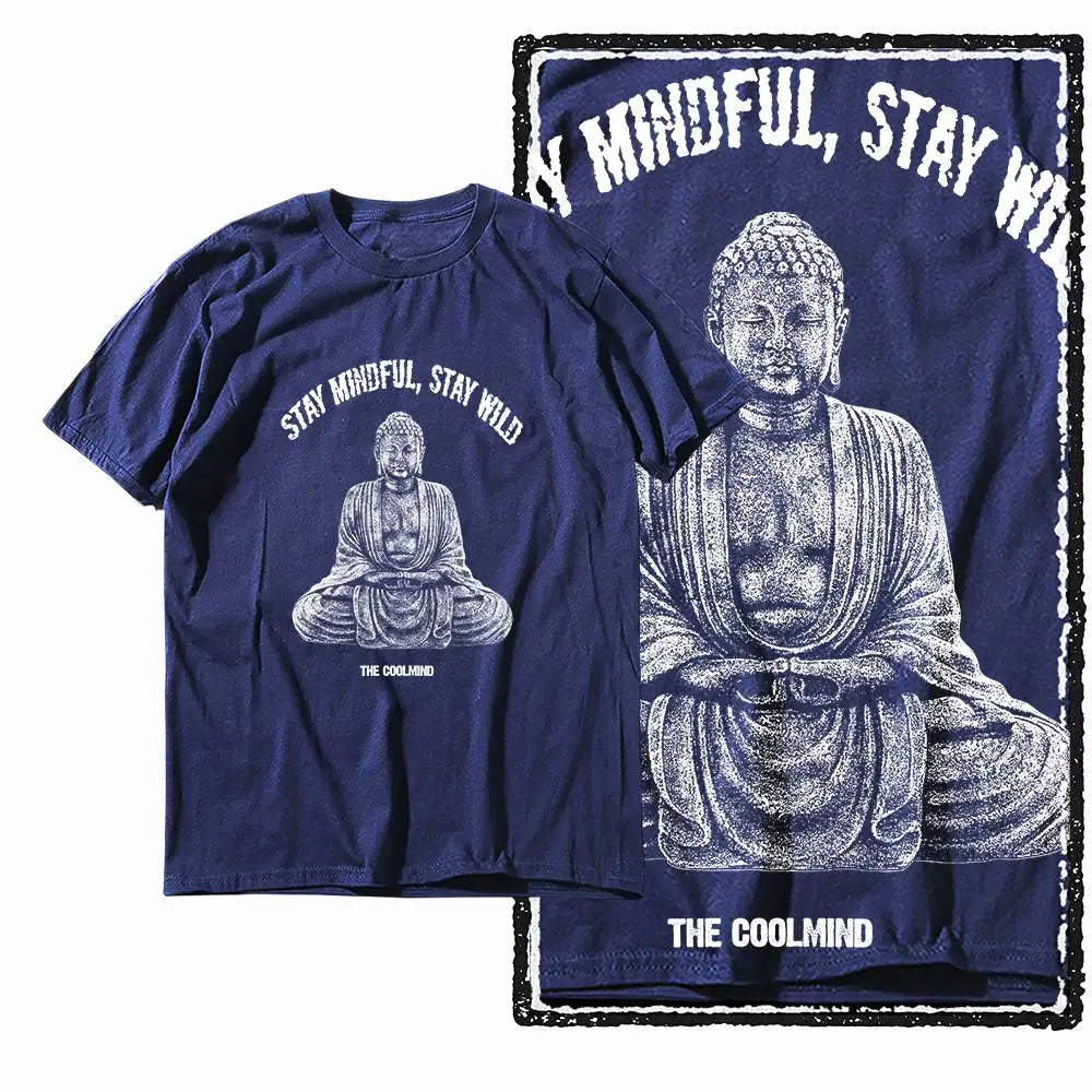 G07 NAVY o-neck 100% Cotton Budda Printed Men's T-shirt |  Streetwear Big Size Cool men's Tee Tshirt