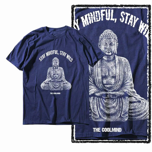 G07 NAVY o-neck 100% Cotton Budda Printed Men's T-shirt |  Streetwear Big Size Cool men's Tee Tshirt