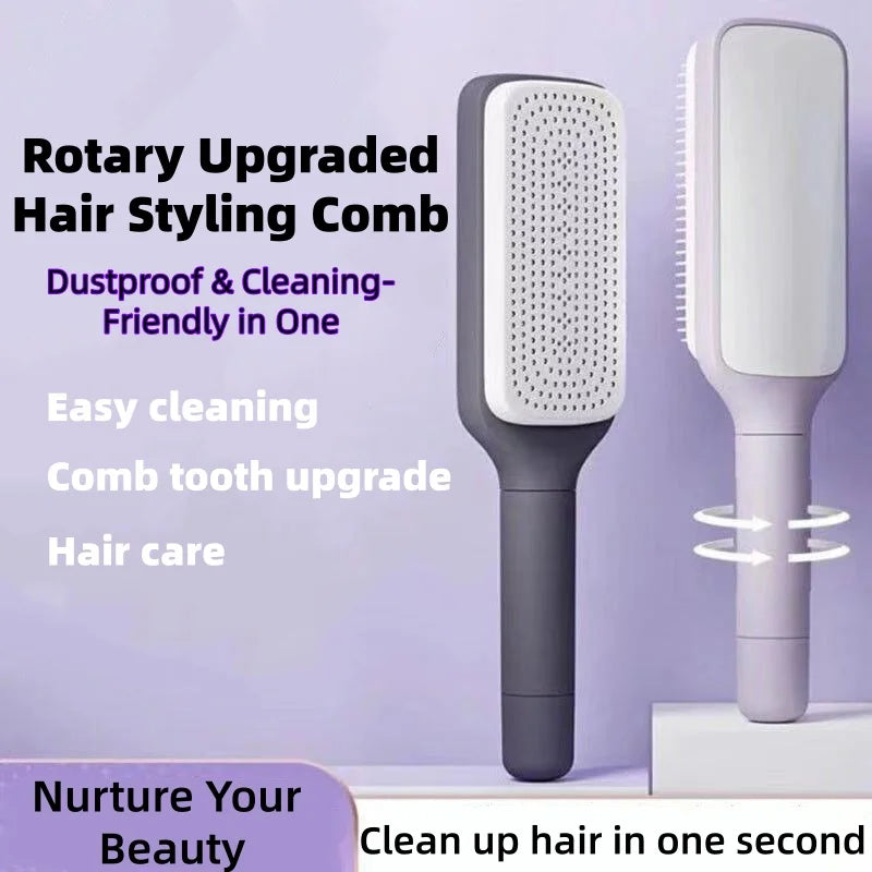 Self-Cleaning Hairbrush – Anti-Static, Rotating & Scalp Massage