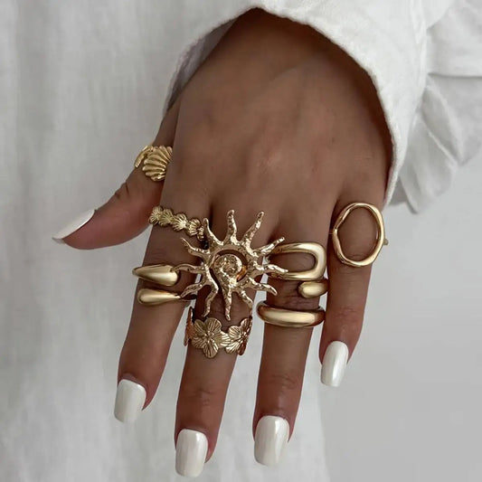 IngeSight.Z 8Pcs/set Fashion Starfish Scallop Open Finger...