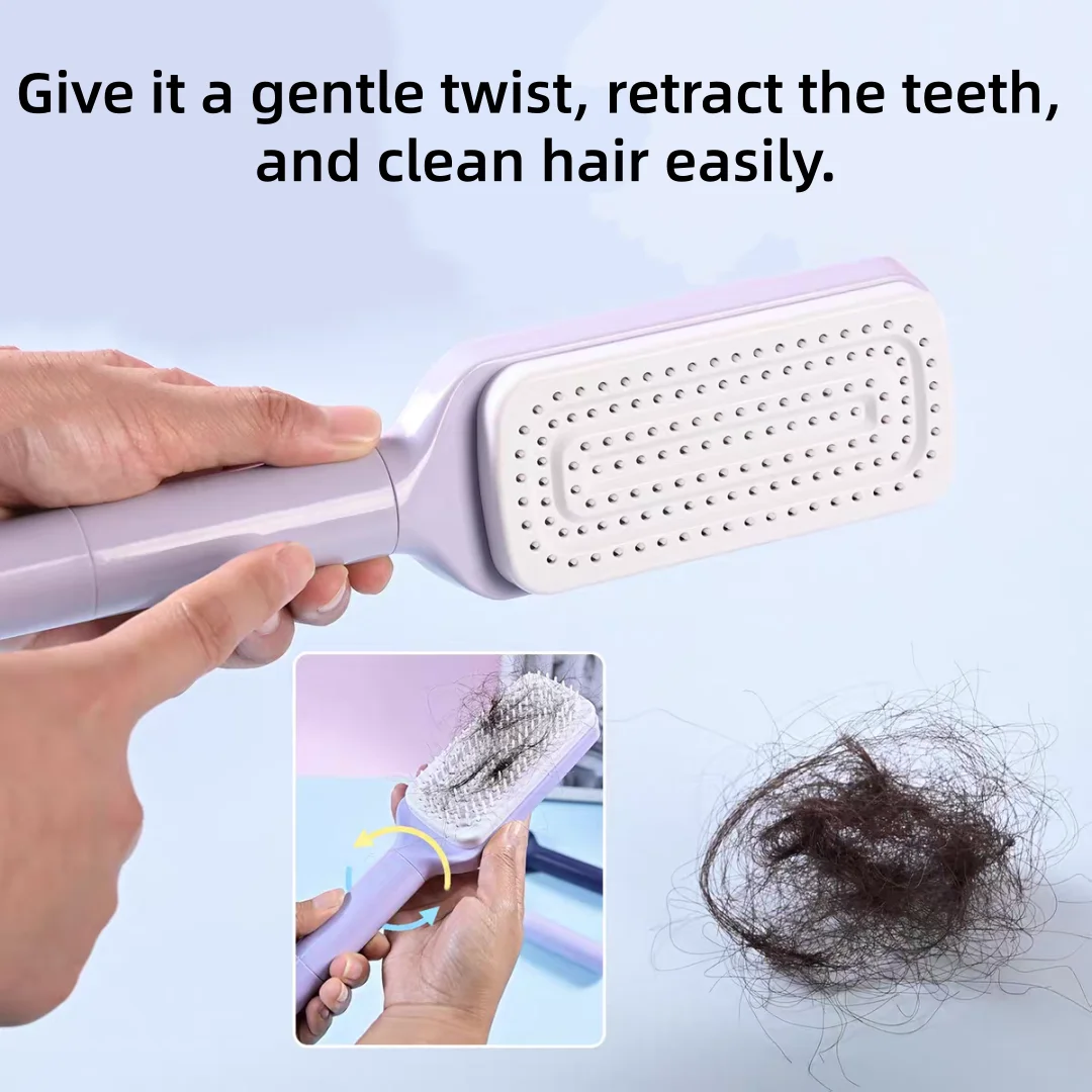 Self-Cleaning Hairbrush – Anti-Static, Rotating & Scalp Massage