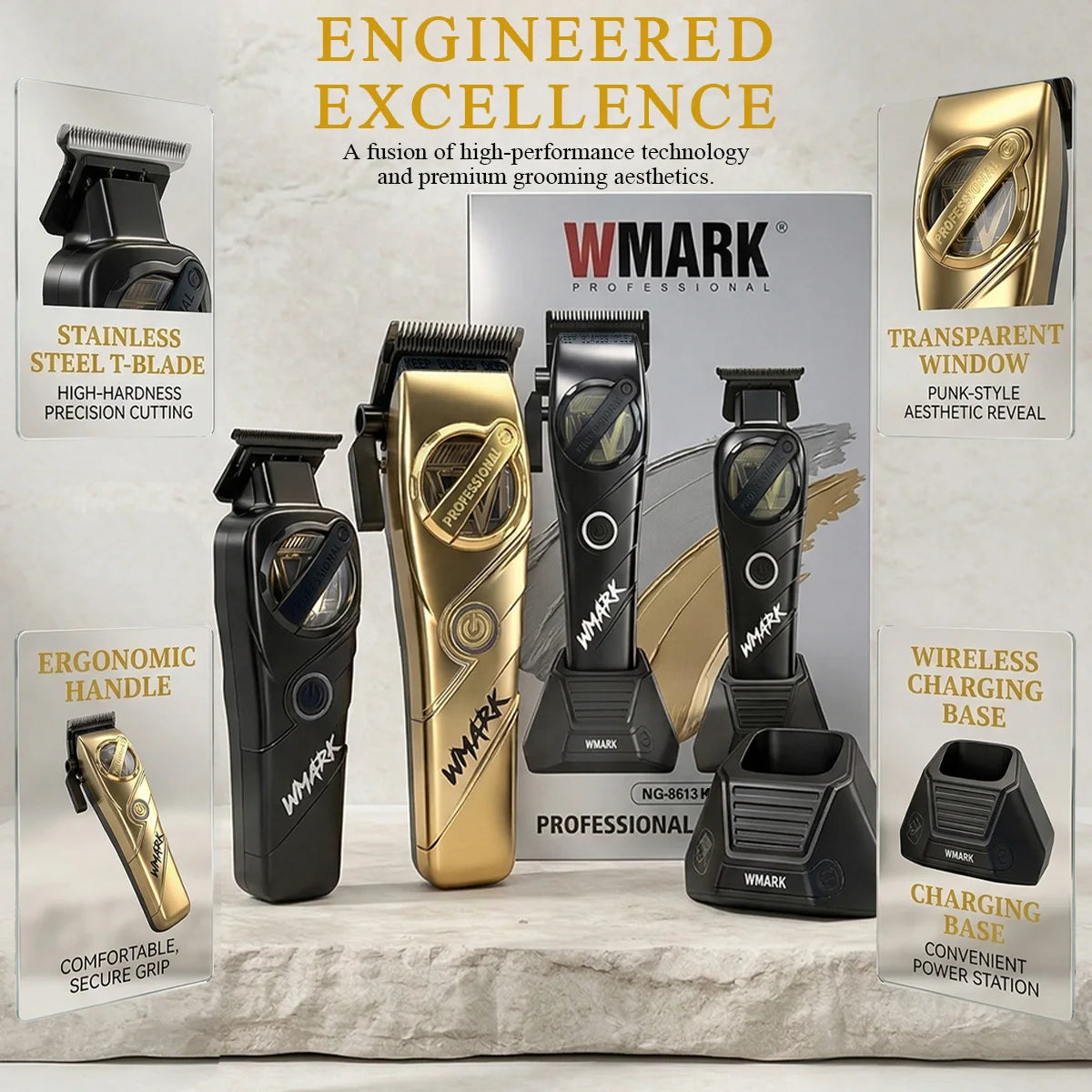 WMARK Trimmer	Professional Haircut Kit DLC Blade Hair Cli...