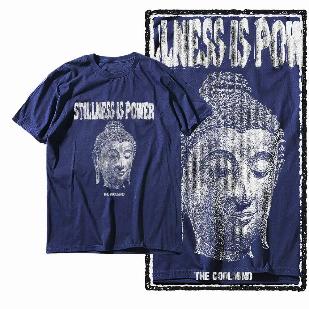 G07 NAVY o-neck 100% Cotton Budda Printed Men's T-shirt |  Streetwear Big Size Cool men's Tee Tshirt
