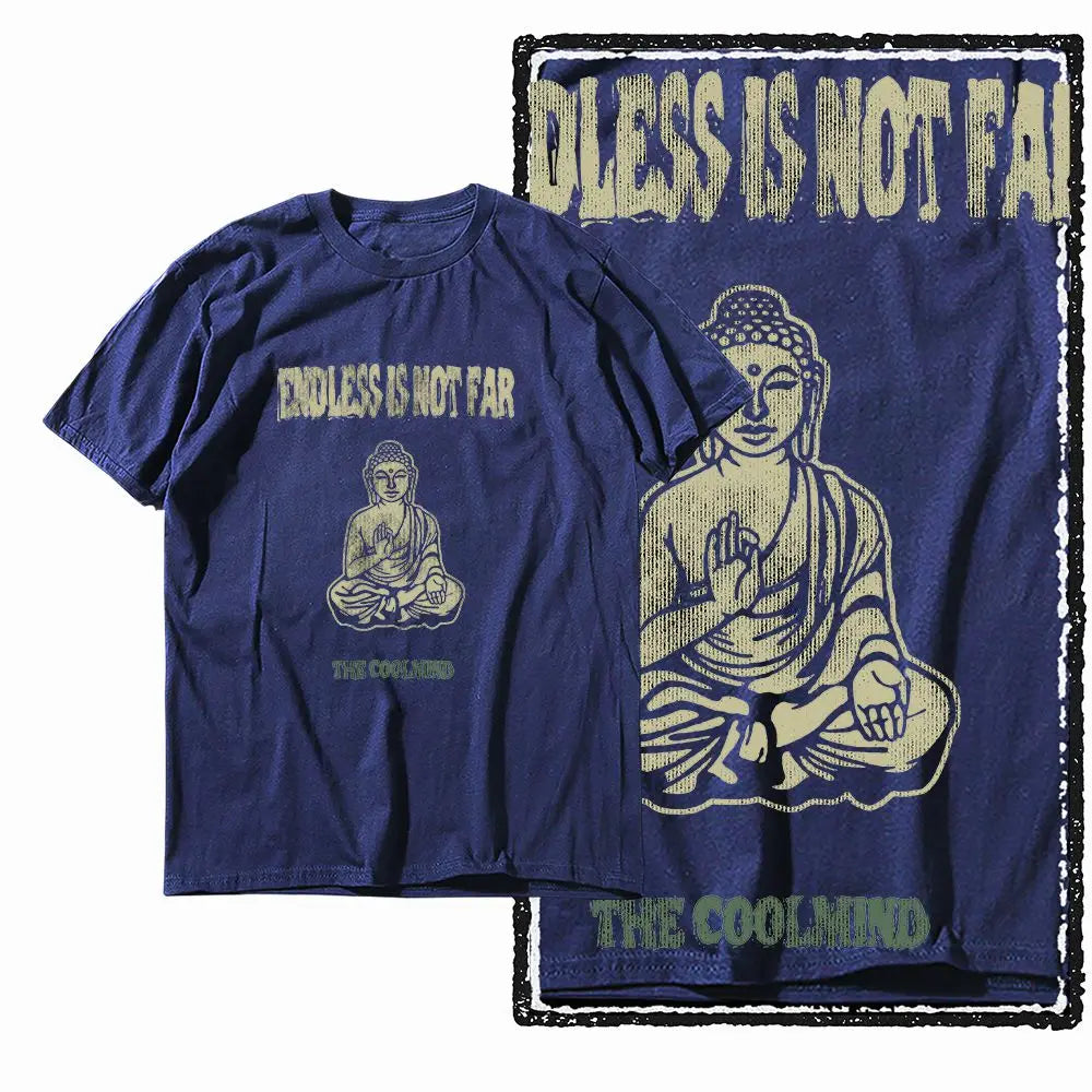 G07 NAVY o-neck 100% Cotton Budda Printed Men's T-shirt |  Streetwear Big Size Cool men's Tee Tshirt
