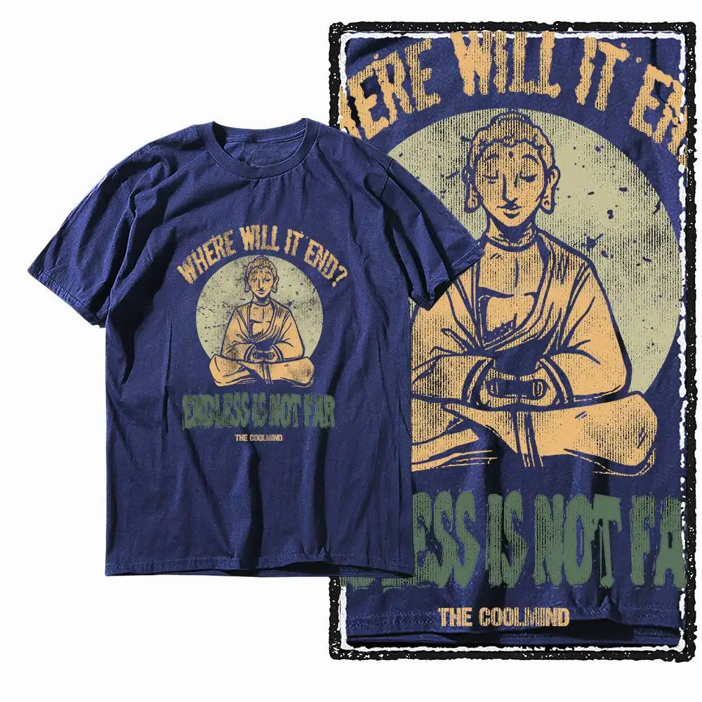 G07 NAVY o-neck 100% Cotton Budda Printed Men's T-shirt |  Streetwear Big Size Cool men's Tee Tshirt