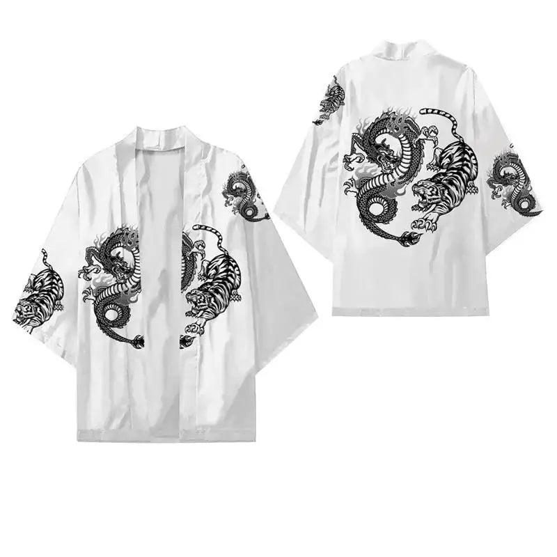 Japanese Dragon Print Kimono Cardigan