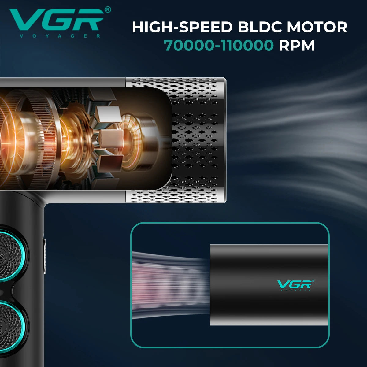 VGR Leafless Hair Dryer Professional Blow Dryer Brushless...