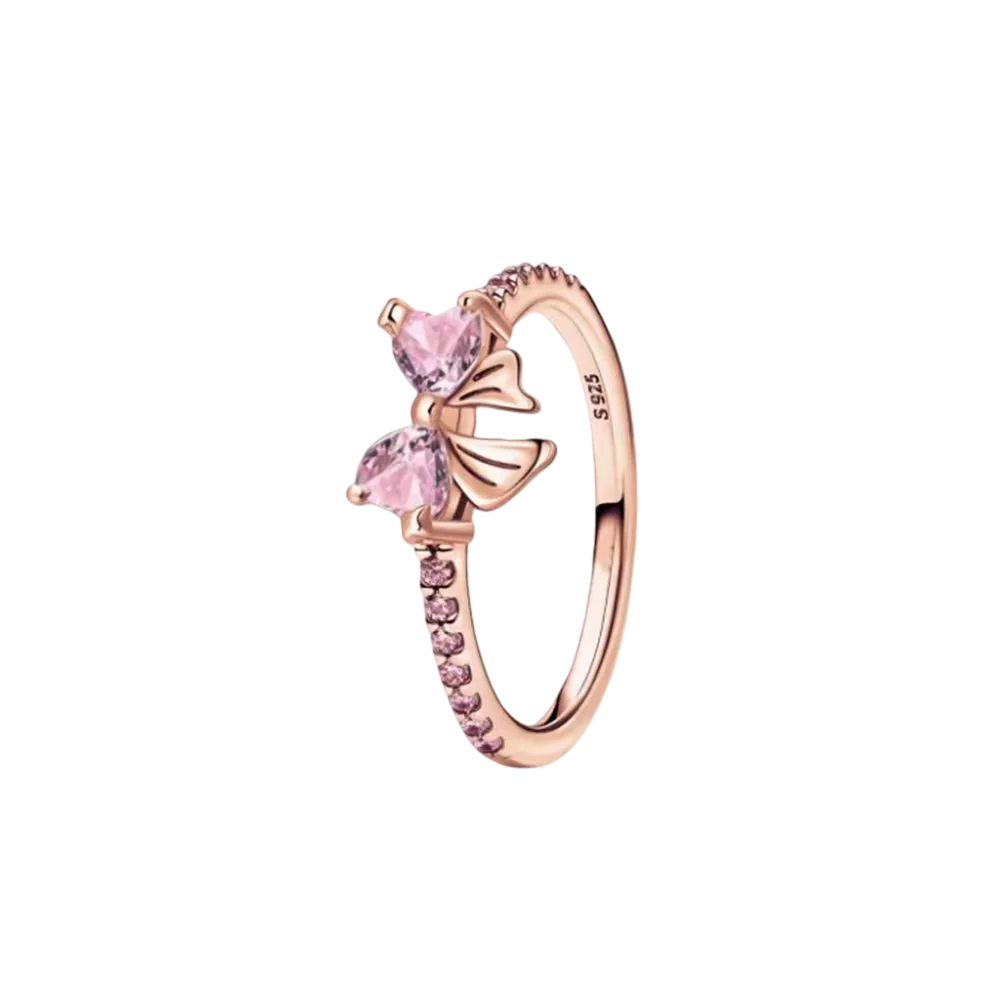 S925 Silver Bow Love Flower Ring Fashionable and High end...