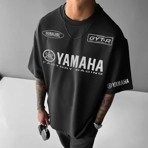 2026 Cotton Graphic Yamaha Motorcycle Peripheral Printed Heavy Motorcycle Enthusiast Printed Half-sleeved Men's Women's T-shirts