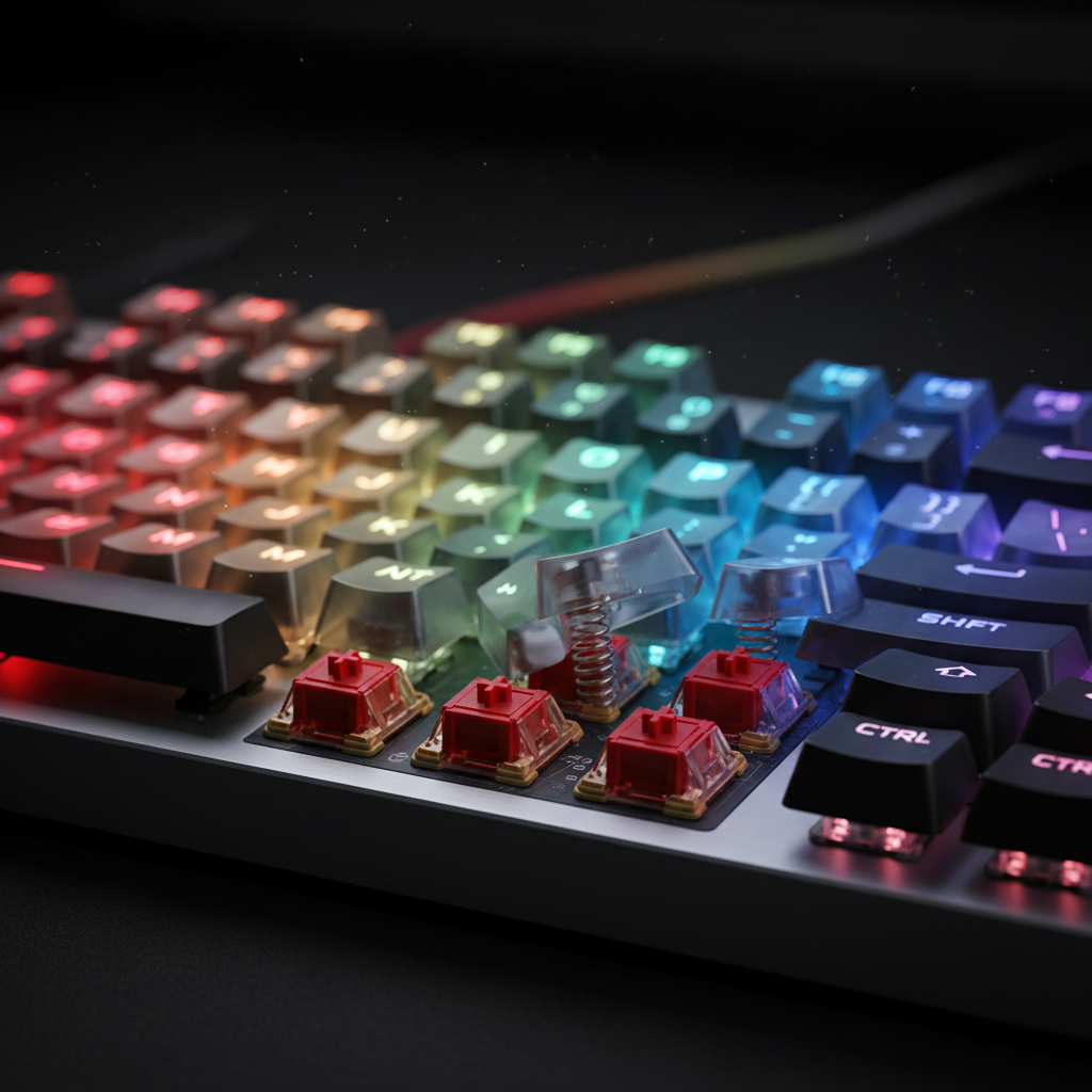Gaming Keyboard RGB backlit keys close-up