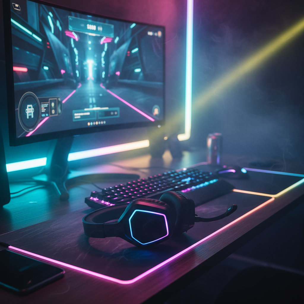 Gaming Headset Pro RGB lifestyle on desk