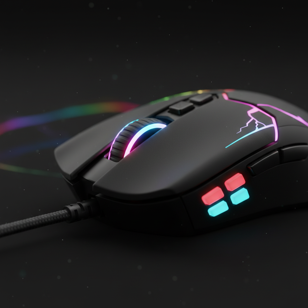 Gaming Mouse scroll wheel and side buttons detail